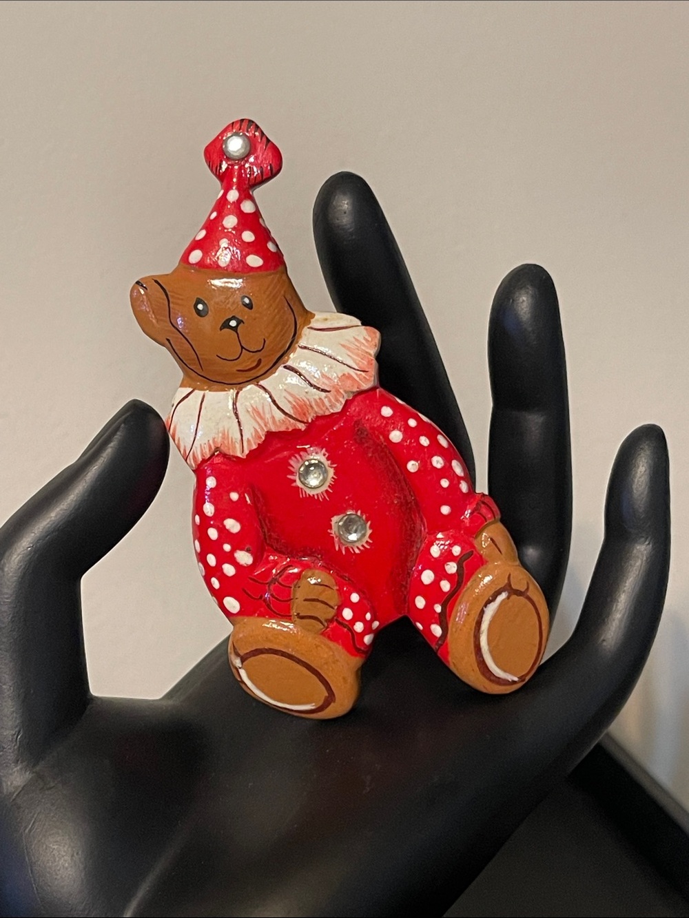 Vintage Handmade Teddy Bear Clown Brooch